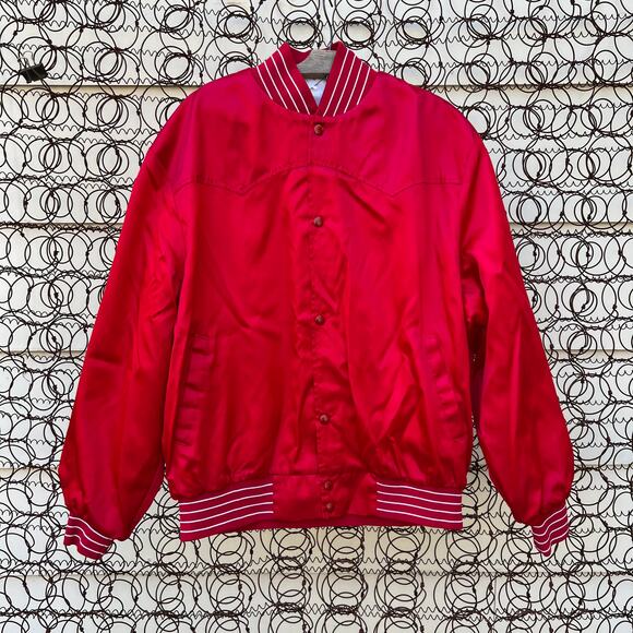 Vintage West Ark red satin western bomber jacket XL - Picture 1 of 6